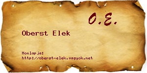 Oberst Elek névjegykártya